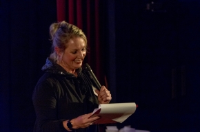 Festival Director, Michaela Bolzan introduces the premiere of the film The Wife. Photo by Greg Jackson.