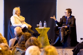 Sarah Macdonald interviews Jane Caro about her book plain-speaking jane. Photo by Greg Jackson.